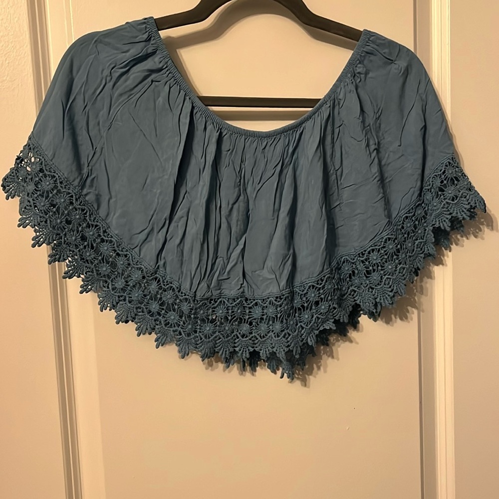 Blue crop top with Fringe